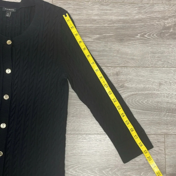 Talbots Cable Knit Crew Neck 3/4 Sleeve Black Sweater M - Picture 8 of 12